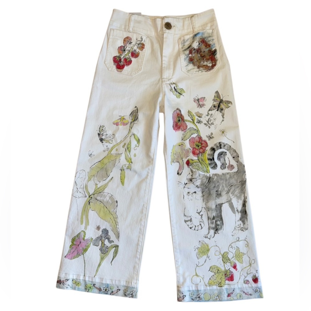 Anthropologie The Swan Gossip Colette Denim Crop Wide-Leg Jeans by Maeve Size 29 - Picture 6 of 12